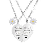 2 PCS Stainless Steel Sisters/Mum/Daughter/Best Friends Daisy Heart Necklaces - 7 Options
