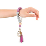 Fashion Silicone Beaded Tassel Keychain - 9 Options