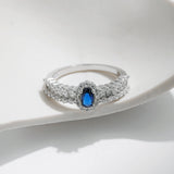 925 Sterling Silver Royal Blue Oval CZ Ring