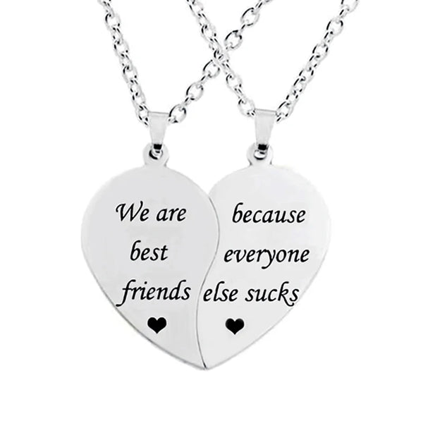 Stainless Steel 2 Pcs/Set Friendship/Partner Heart Necklace - 5 Options