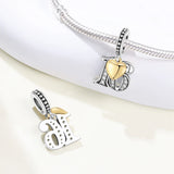 925 Sterling Silver CZ Number Heart Hanging Charm - 24 Options