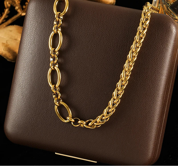 Stainless Steel Asymmetric Gold Colour Necklace - 9 Options