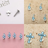 Titanium Blue Leaf Zirconia Ear Stud Body Jewellery - 11 Sizes
