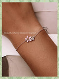 925 Sterling Silver Dainty Cherry Blossom Bracelet