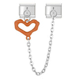 Stainless Steel Heart Chain Italian Charm - 8 Colours