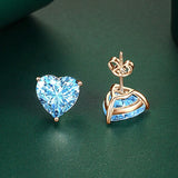 925 Sterling Silver Heart Coloured CZ 10*10mm Stud Earrings - 12 Options