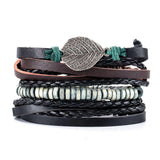 Multi Strand Leather Braided Bracelet - 23 Options