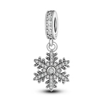 925 Sterling Silver Ornate Snowflake Hanging Charm