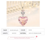 925 Sterling Silver Pink/Yellow Zircon Heart Necklace