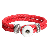 18mm Printed Rope or Plain Leather Snap Bracelet - 41 Options