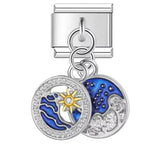 Stainless Steel Waves in The Night Sky Hanging Italian Charm