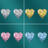 925 Sterling Silver Heart Coloured CZ 10*10mm Stud Earrings - 12 Options