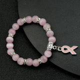 Fashion Natural Stone Pink Ribbon Bracelet - 6 Options