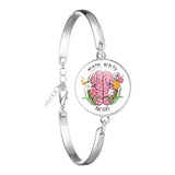 Glass 18mm Mental Health /Positivity Bracelet - 32 Options