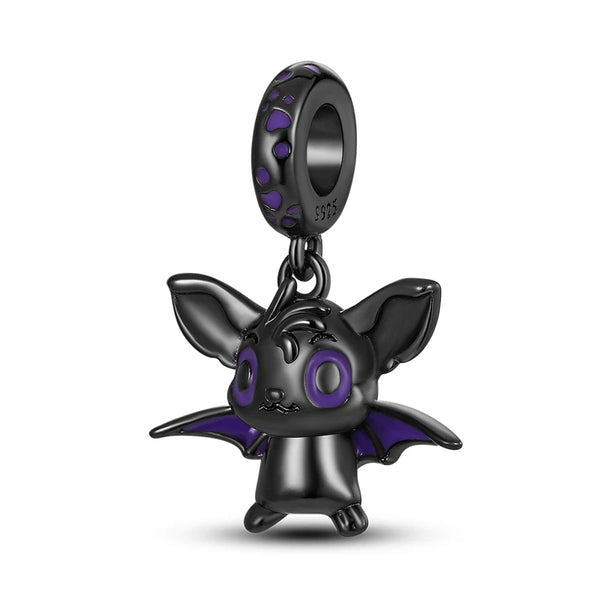 925 Sterling Silver Black Bat Charm