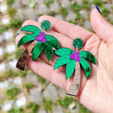 Fashion Acrylic Palm Tree Earrings - 2 Colours