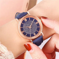 Rhinestone Detail Leather Watch - 8 Colours