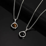 Stainless Steel Tiger Eye Stone Irregular Shape Necklace - 2 Colours - 5 Lengths