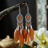 Fashion Boho Feather Long Tassel Drop Earrings - 9 Colours