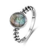 925 Sterling Silver Natural Labradorite Ring - 27 Options