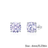 925 Sterling Silver Rose Cut Cubic Zirconia Stud Earrings - 10 Colours
