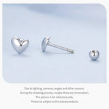 925 Sterling Silver Mini Heart Stud Earrings - 2 Colours