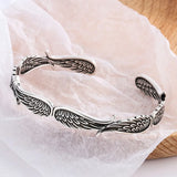 925 Sterling Silver Wings Open Bangle