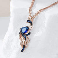 Fashion Blue CZ Bird Pendant Necklace