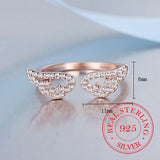 925 Sterling Silver CZ Angel Wing Open Ring - 3 Colours