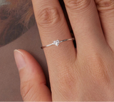 925 Sterling Silver Dainty Solitaire Heart Ring