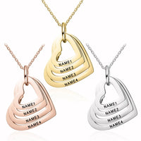 Customised Stainless Steel Engraved Name Hearts Necklace - 1 to 4 names