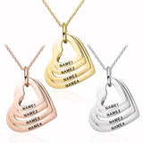 Customised Stainless Steel Engraved Name Hearts Necklace - 1 to 4 names