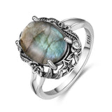 925 Sterling Silver Natural Labradorite Ring - 27 Options