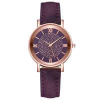 Rhinestone Detail Leather Watch - 8 Colours