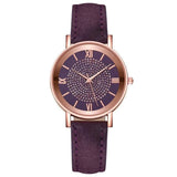 Rhinestone Detail Leather Watch - 8 Colours