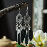 Fashion Boho Feather Long Tassel Drop Earrings - 9 Colours