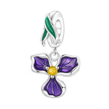 925 Sterling Silver Flower/Leaf Themed Hanging Charm - 25 Options