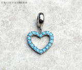 925 Sterling Silver Blue Stone Heart Hanging Charm