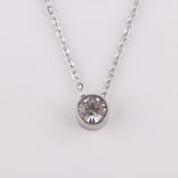 Stainless Steel Round Birthstone Pendant Necklace - 2 Colours - 12 Options