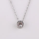 Stainless Steel Round Birthstone Pendant Necklace - 2 Colours - 12 Options
