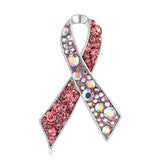 Rhinestone Breast Cancer Ribbon Brooch - 4 Options