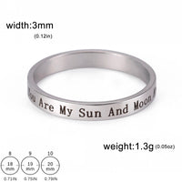 Stainless Steel Positive Words Inspirational Ring - 8 Options