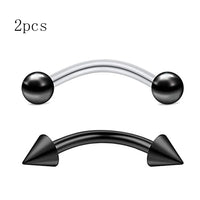 2pcs 16G Surgical Steel Curved Barbell Body Jewellery - 14 Options - 3 Sizes