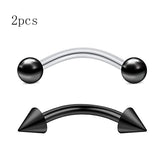 2pcs 16G Surgical Steel Curved Barbell Body Jewellery - 14 Options - 3 Sizes