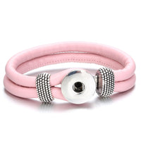 18mm Printed Rope or Plain Leather Snap Bracelet - 41 Options