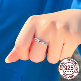 925 Sterling Silver Dainty Purple&White CZ Heart Ring