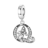 925 Sterling Silver CZ Butterfly/Letter Hanging Charm