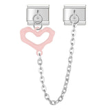 Stainless Steel Heart Chain Italian Charm - 8 Colours
