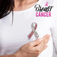 Rhinestone Breast Cancer Ribbon Brooch - 4 Options