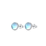 925 Sterling Silver Round Moonstone Stud Earrings - 3 Sizes